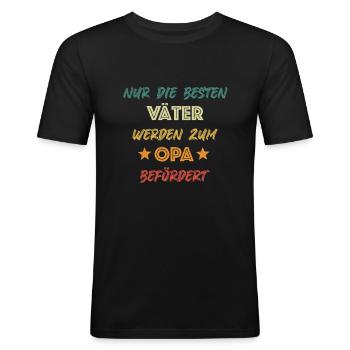 Vater wird Opa, Papa wird Opa - Männer Slim Fit T-Shirt - Schwarz - Vorne - Nik (191cm)