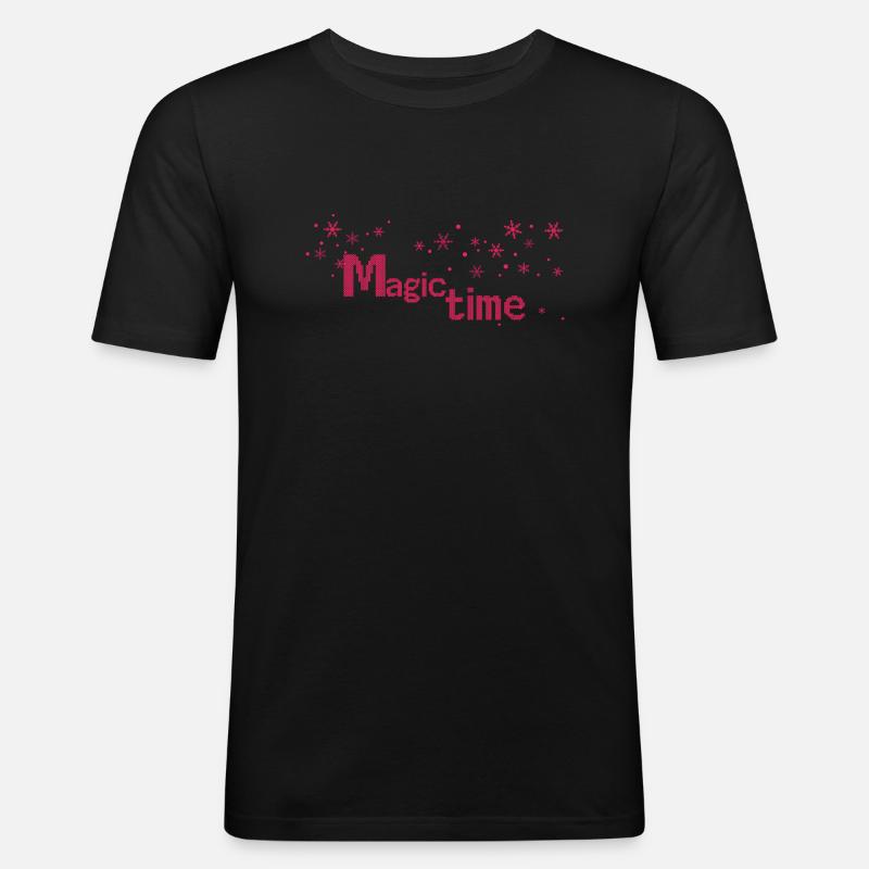 Magic Time - Männer Slim Fit T-Shirt - Schwarz