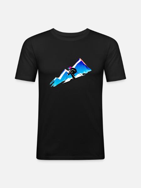 Skiløb Ski Ski Outfit Ski Design Skifahrer - Herre Slim Fit T-Shirt - sort