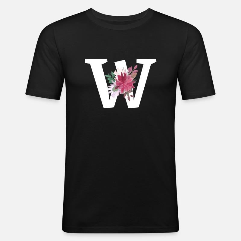 Brief mit Blumen - Männer Slim Fit T-Shirt - Schwarz