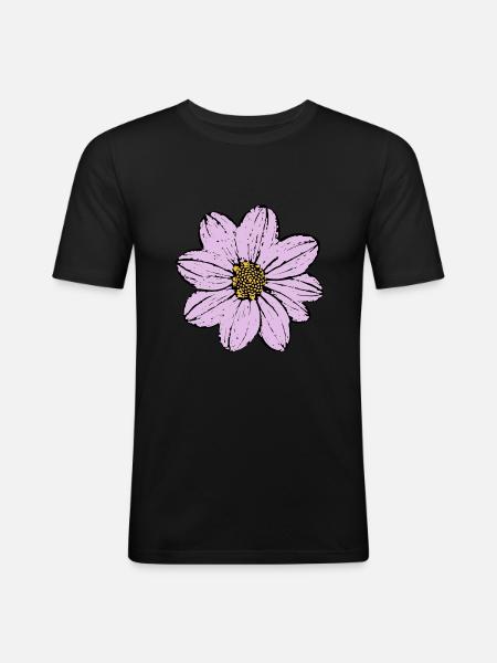 flower, blossom, pastel, violet, lilac - Men's Slim Fit T-Shirt - black