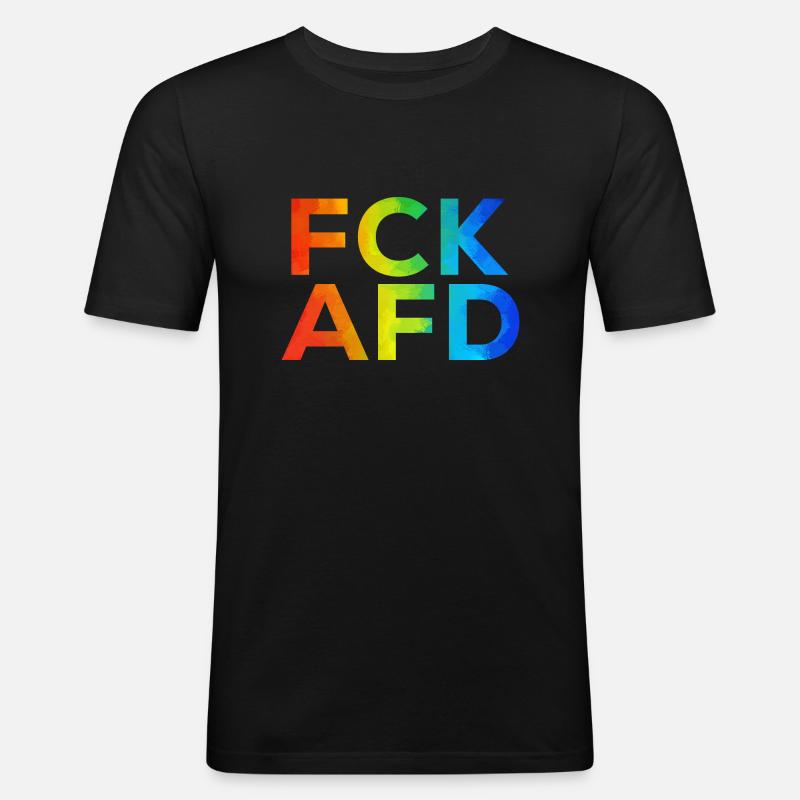 FCK AFD Regenbogen - Männer Slim Fit T-Shirt - Schwarz