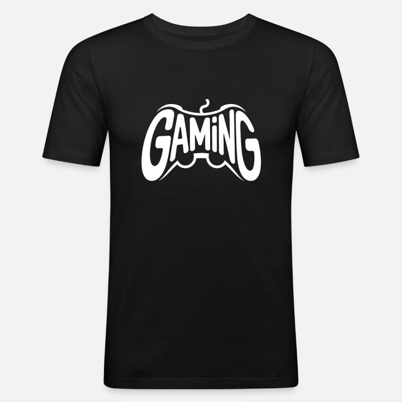 Gaming - Cooles Controller-Logo - Männer Slim Fit T-Shirt - Schwarz