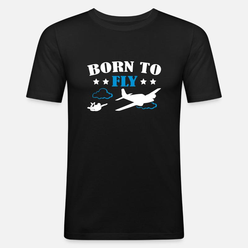 Born To Fly Skydive - Männer Slim Fit T-Shirt - Schwarz