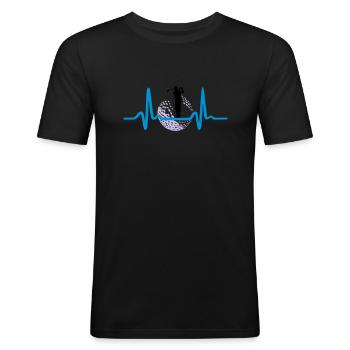 Golfer & Herzschlag - Golf - Männer Slim Fit T-Shirt - Schwarz - Vorne - Nik (191cm)