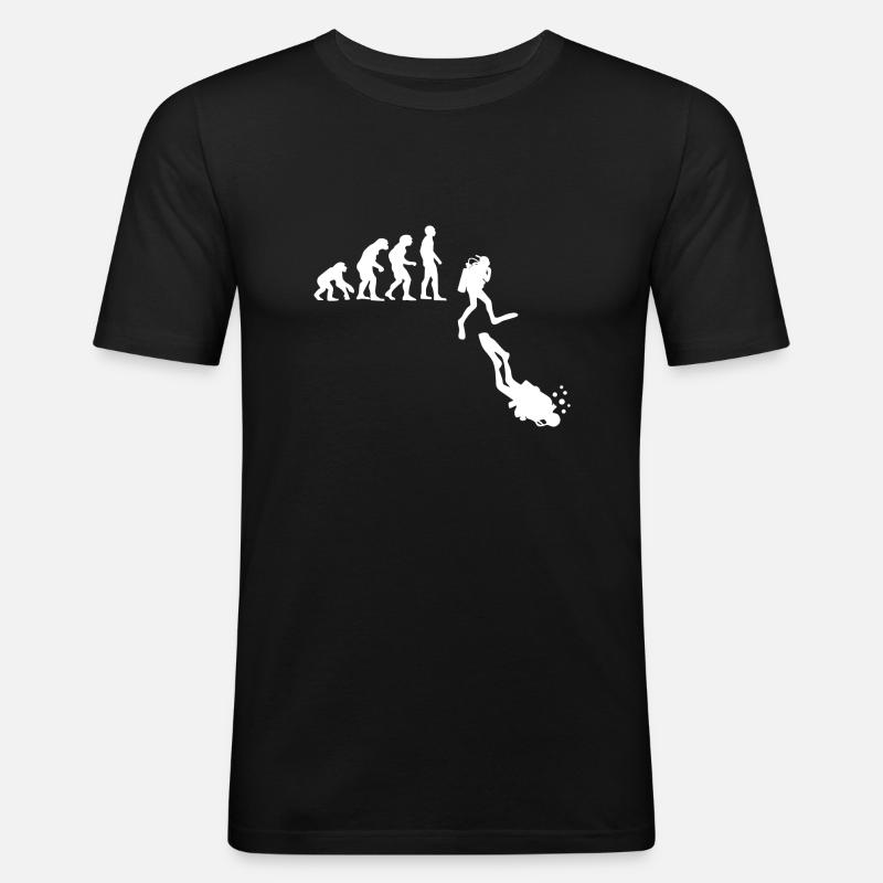 Evolution des Gerätetauchens - Männer Slim Fit T-Shirt - Schwarz