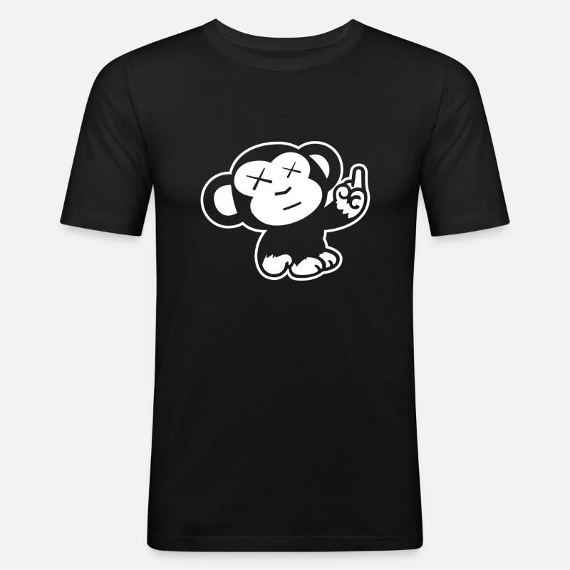 JDM Monkey - Männer Slim Fit T-Shirt - Schwarz