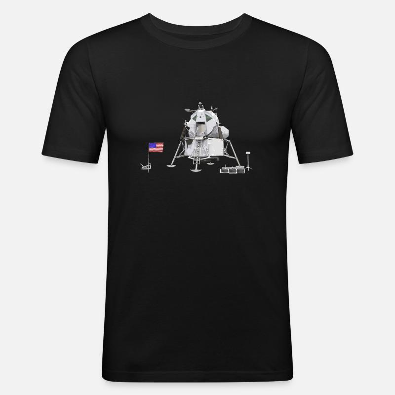 Lunar module on the moon - Men's Slim Fit T-Shirt - black