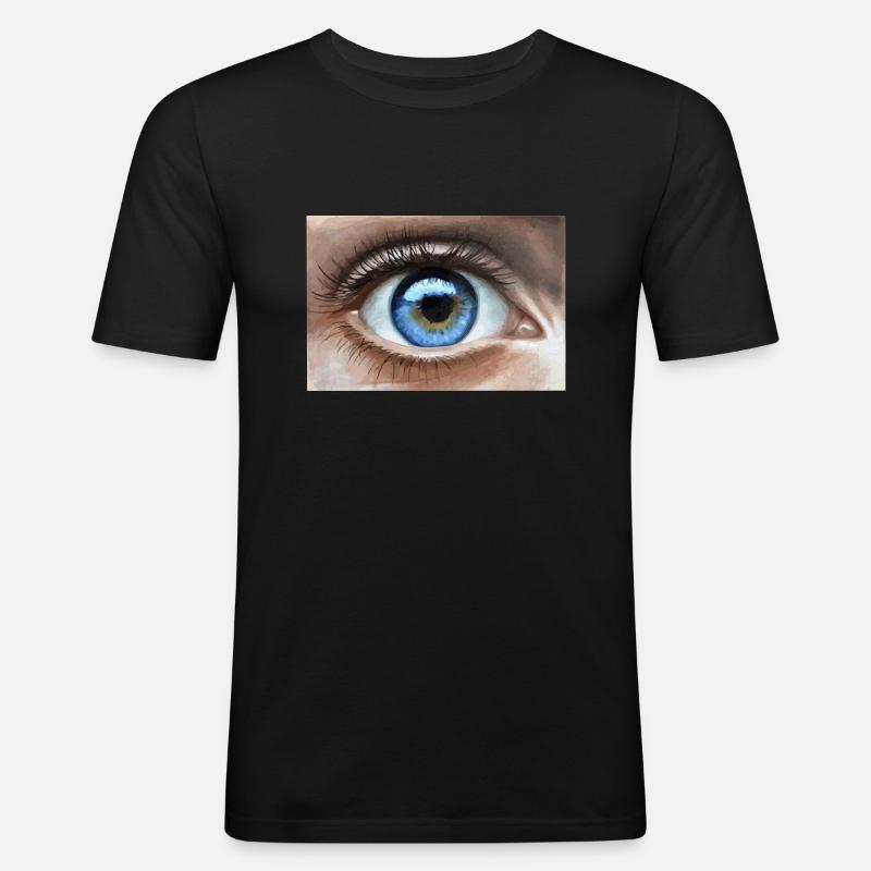 eye - Männer Slim Fit T-Shirt - Schwarz