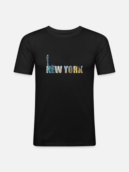 New York - Männer Slim Fit T-Shirt - Schwarz