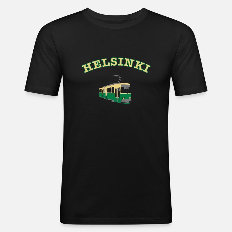 Helsinki Straßenbahn - Männer Slim Fit T-Shirt - Schwarz