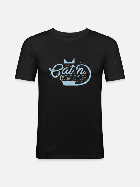 Cat'n Coffee - Men's Slim Fit T-Shirt - black
