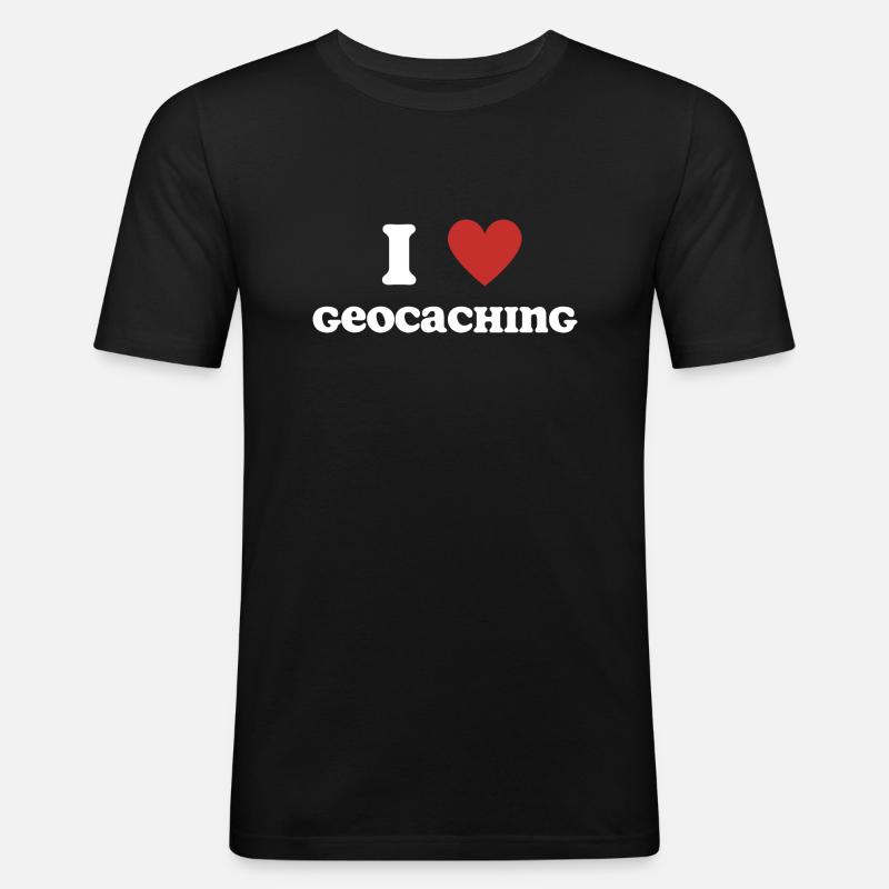 Ich liebe Geocaching - Männer Slim Fit T-Shirt - Schwarz