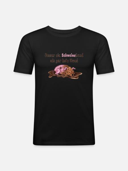 schweinehund - Männer Slim Fit T-Shirt - Schwarz