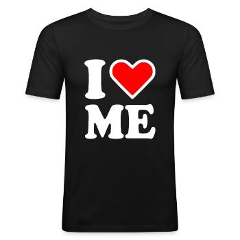 I love me - Herre Slim Fit T-Shirt - sort - Foran - Nik (191cm)