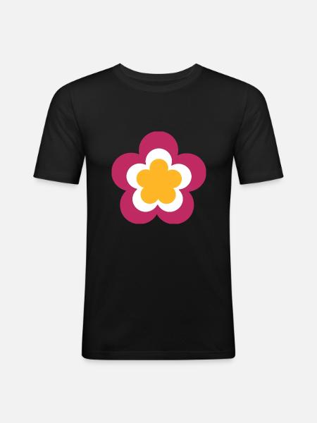 70s Flower Pattern Violet, Fascife, - Men's Slim Fit T-Shirt - black