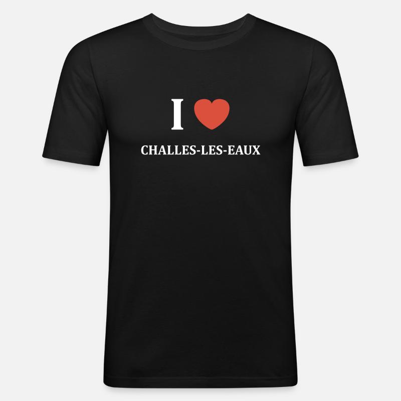 i love Challes les Eaux - T-shirt près du corps Homme - noir