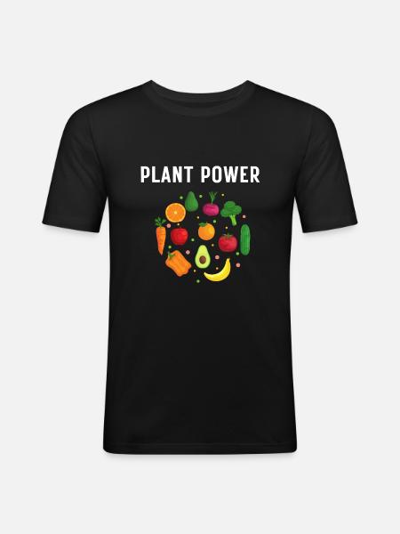 Plant Power - Männer Slim Fit T-Shirt - Schwarz