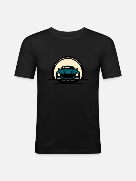 Auto-Frontansicht - Männer Slim Fit T-Shirt - Schwarz
