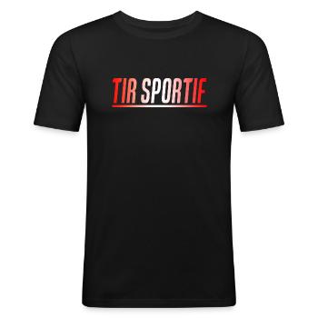TIR SPORTIF CADEAU SPORT SUISSE - T-shirt près du corps Homme - noir - Devant - Nik (191cm)