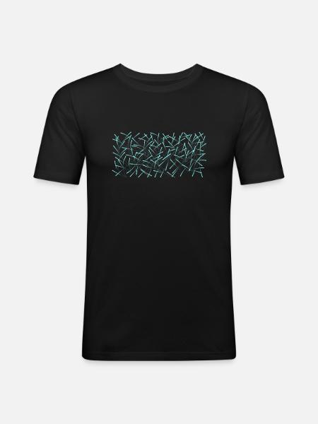 Hellblau - Männer Slim Fit T-Shirt - Schwarz