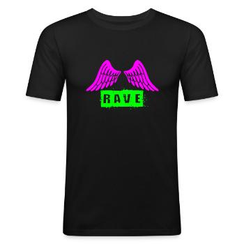 Rave - Männer Slim Fit T-Shirt - Schwarz - Vorne - Nik (191cm)