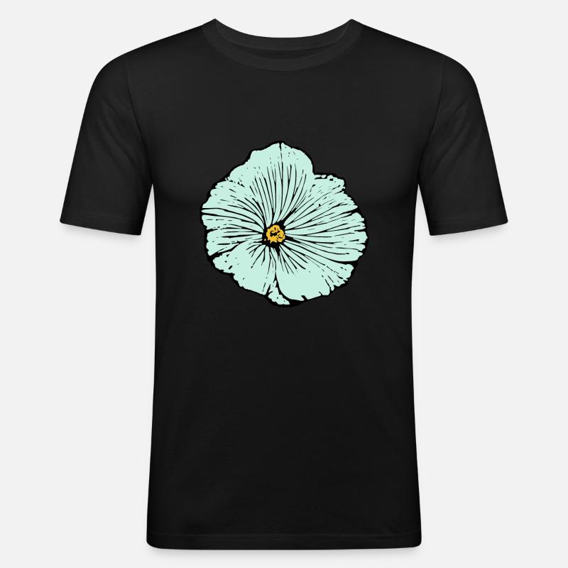 Blume hellblau blaue Blume Malve - Männer Slim Fit T-Shirt - Schwarz