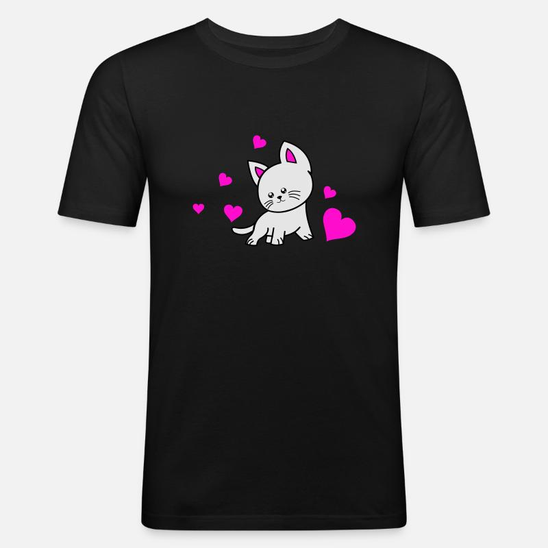 Amour du chat 02 - T-shirt près du corps Homme - noir