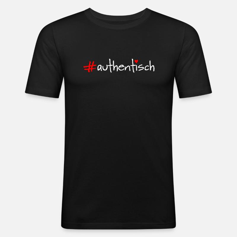 authentisch - Männer Slim Fit T-Shirt - Schwarz