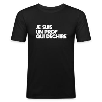 Ich bin ein Lehrer, der rockt - Männer Slim Fit T-Shirt - Schwarz - Vorne - Nik (191cm)