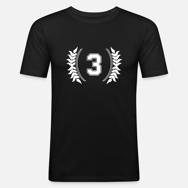 nummer 3 - Männer Slim Fit T-Shirt - Schwarz