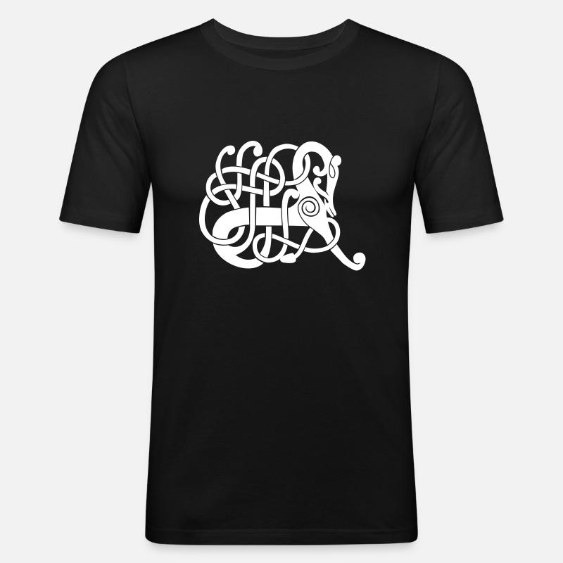 Wikinger T Shirt Design Pferdchen - Männer Slim Fit T-Shirt - Schwarz