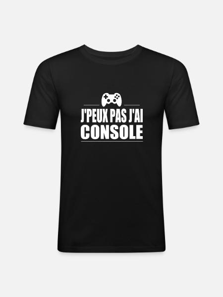 J'peux pas j'ai console - T-shirt près du corps Homme - noir