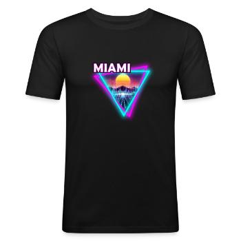 Miami Retro Disco Style Neon Vice idée cadeau - T-shirt près du corps Homme - noir - Devant - Nik (191cm)