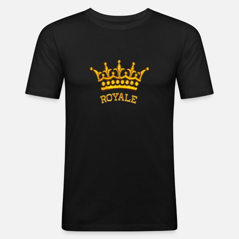 Bestickte Krone 2 - Männer Slim Fit T-Shirt - Schwarz