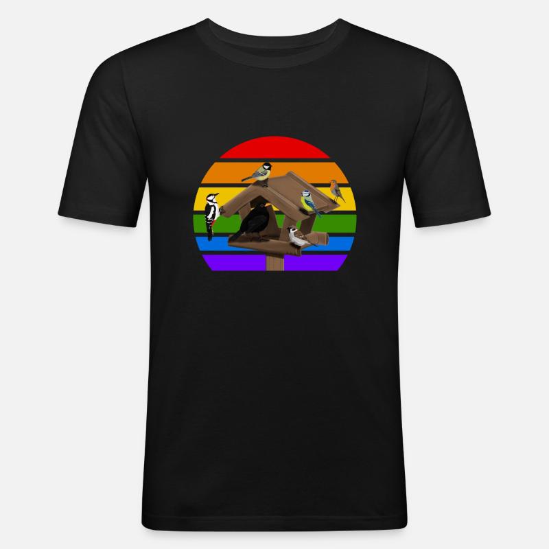 Vogelhaus Vogel Regenbogen Vielfalt Singvogel - Männer Slim Fit T-Shirt - Schwarz