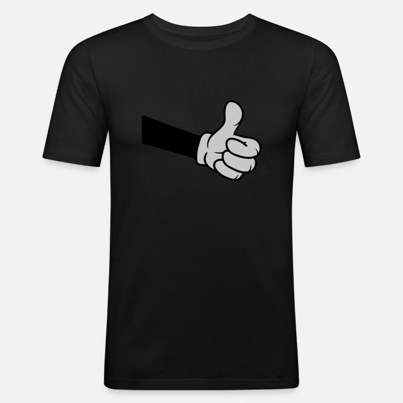 OK Comic Main Pouce - T-shirt près du corps Homme - noir