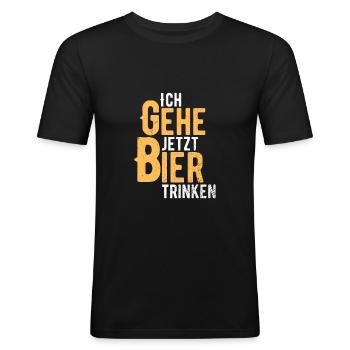 Ich gehe jetzt Bier trinken Beer Bierliebhaber - Männer Slim Fit T-Shirt - Schwarz - Vorne - Nik (191cm)