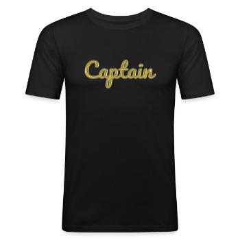 Captain - Männer Slim Fit T-Shirt - Schwarz - Vorne - Nik (191cm)