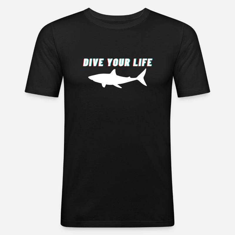 Dive your Live - Männer Slim Fit T-Shirt - Schwarz