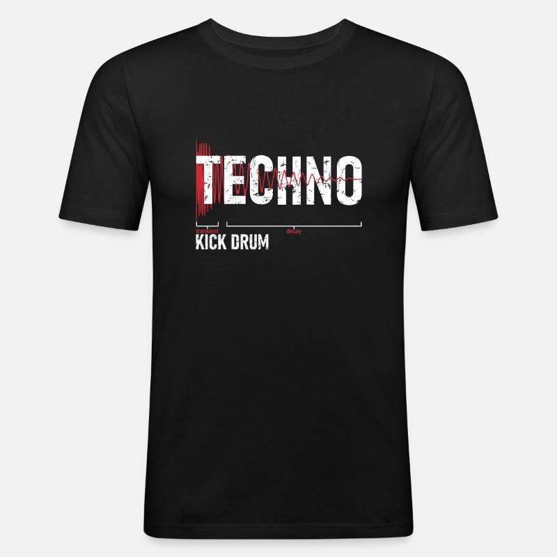 Techno Kick Drum - キックドラム - Männer Slim Fit T-Shirt - Schwarz