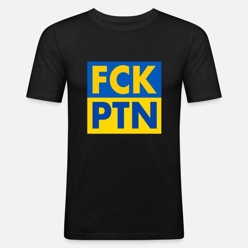 Fck ptn - Männer Slim Fit T-Shirt - Schwarz