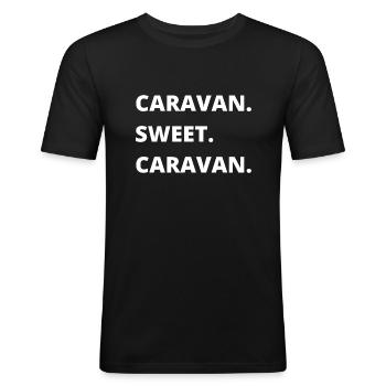 Caravan Sweet Caravan - Männer Slim Fit T-Shirt - Schwarz - Vorne - Nik (191cm)