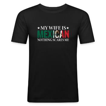 Drôle Ma femme est mexicaine pour les amis du Mexique - T-shirt près du corps Homme - noir - Devant - Nik (191cm)