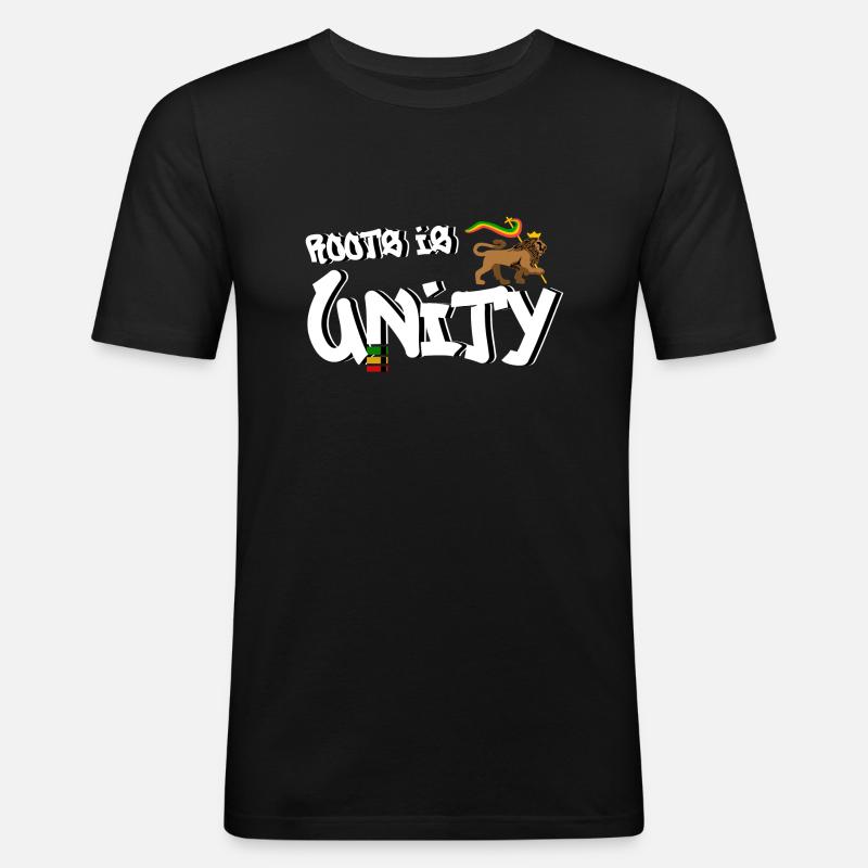 Roots is Unity - Männer Slim Fit T-Shirt - Schwarz