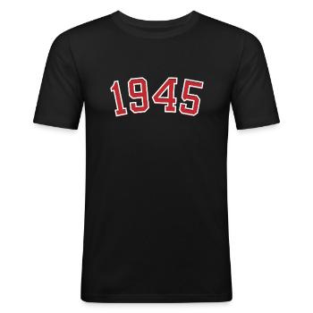 Année de naissance sport 1945 - T-shirt près du corps Homme - noir - Devant - Nik (191cm)