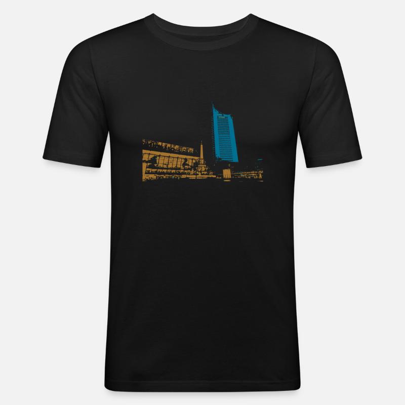 Leipzig Gewandhaus Uni Riese Geschenkidee - Männer Slim Fit T-Shirt - Schwarz