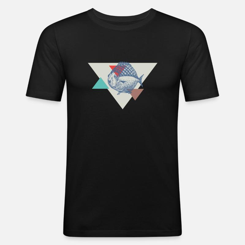 Conception de triangle de poisson - T-shirt près du corps Homme - noir