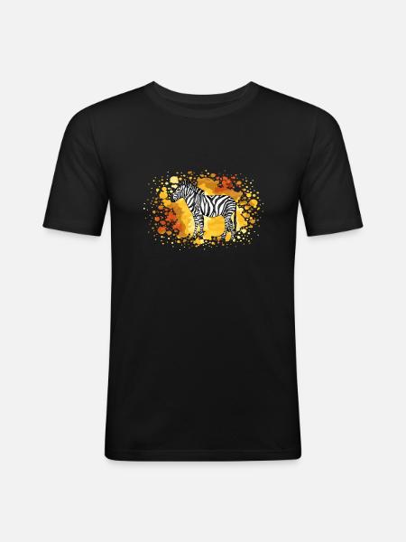 Zebra - Männer Slim Fit T-Shirt - Schwarz
