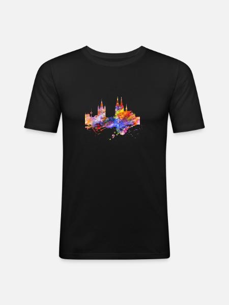 Cologne skyline - Men's Slim Fit T-Shirt - black